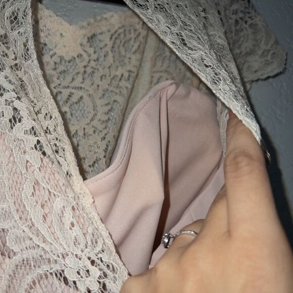 NWT Jenny Peckham Blush Lace & Crepe Column Gown Size 12 - Picture 7 of 10